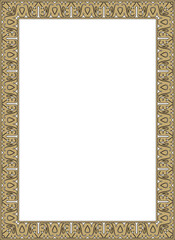 Vector gold with black Arabic national square ornament.  Ethnic rectangle, frame of eastern peoples. Persian painting