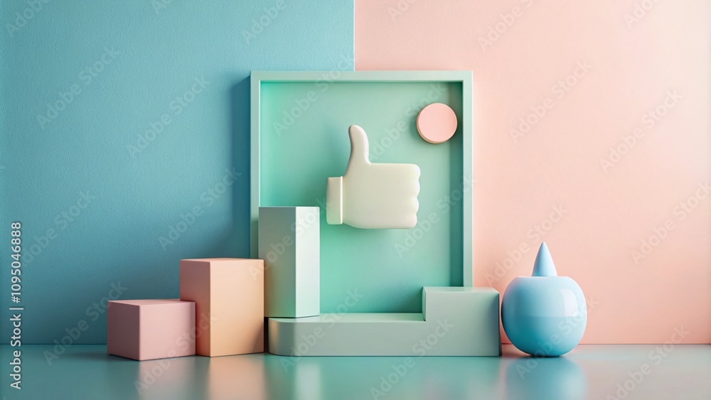 Poster minimalist photography concept of like and subscribe with simple elements and clean design for socia