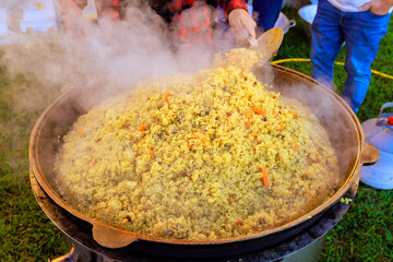 It is traditional Turkish pilaf to be cooked in large cast iron cauldron