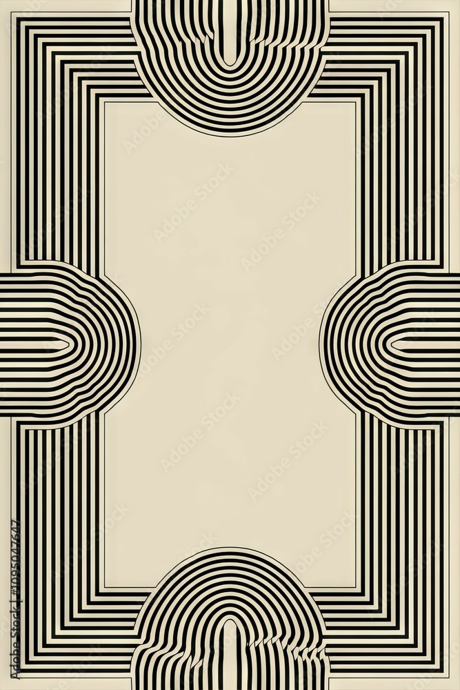 Aufkleber abstract geometric design. elegant black and white graphic; stylish lines create a frame perfect for
