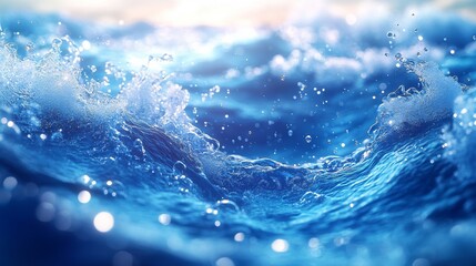 waves on the surface and bubbles under the sea