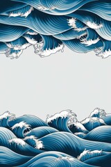Obraz premium Ocean waves design. Powerful blue waves symbolize strength, nature's might, and the ocean's tranquility. Artistic design.
