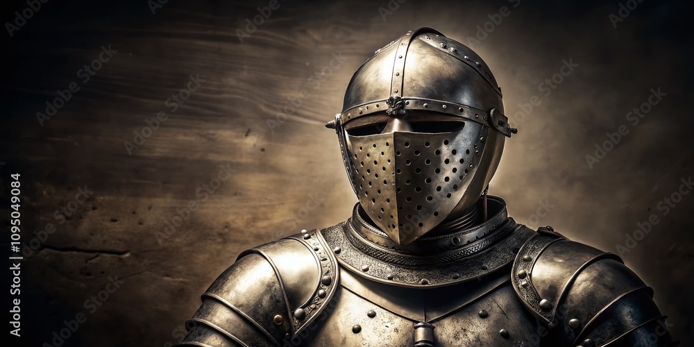 Poster minimalist photography of medieval knight armor: a captivating display of elegance and strength in a