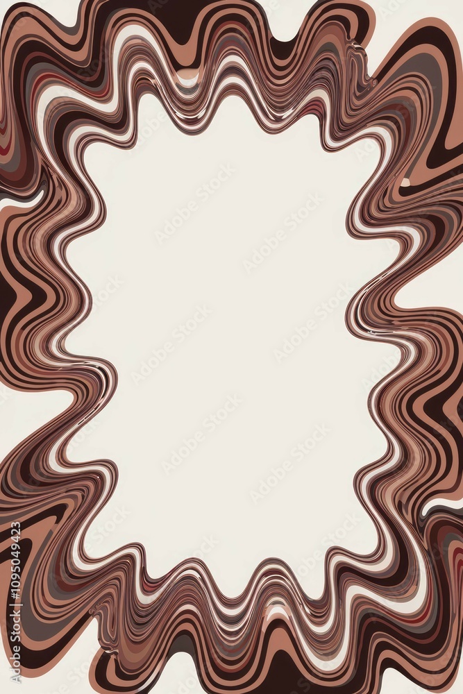 Poster abstract brown swirl frame. elegant brown wave border. perfect for invitations or adding a stylish, 