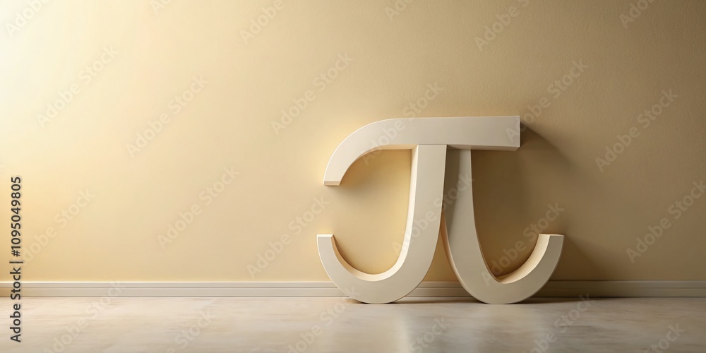 Poster minimalist pi sign math concept in a contemporary setting with clean lines and soft colors to illust