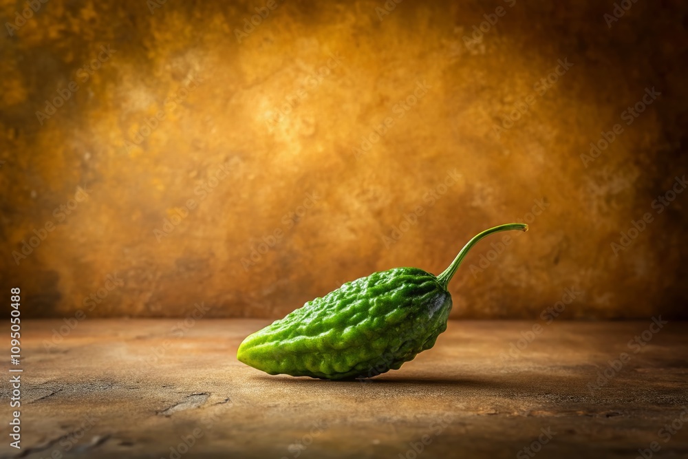 Poster minimalist still life of caigua on a soft background with subtle textures and natural lighting, emph