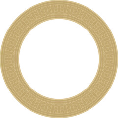 Vector golden round Egyptian ornament. Circle, frame, ring of ancient Egypt.Pattern of lotus flowers and sun