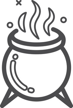 recommend clip art: Boiling cauldron line icon. Spooky witch potion