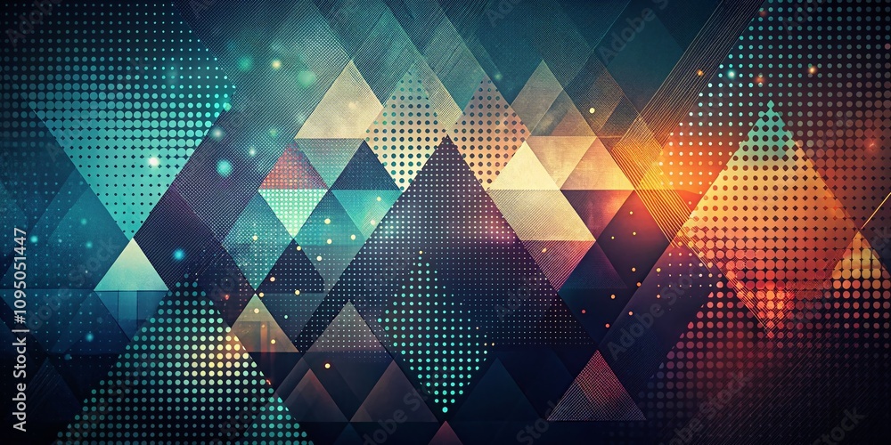 Poster modern abstract background featuring geometric shapes and halftone textures in a scandinavian style 