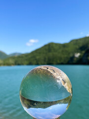 Peaceful landscape view of lake in Mat, Albania