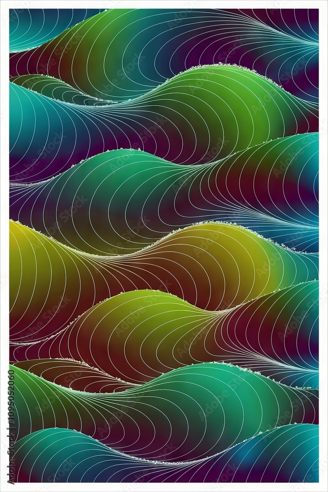 Aufkleber colorful wave pattern design. abstract art depicting flowing waves, evoking feelings of serenity and