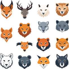 Set of animal faces