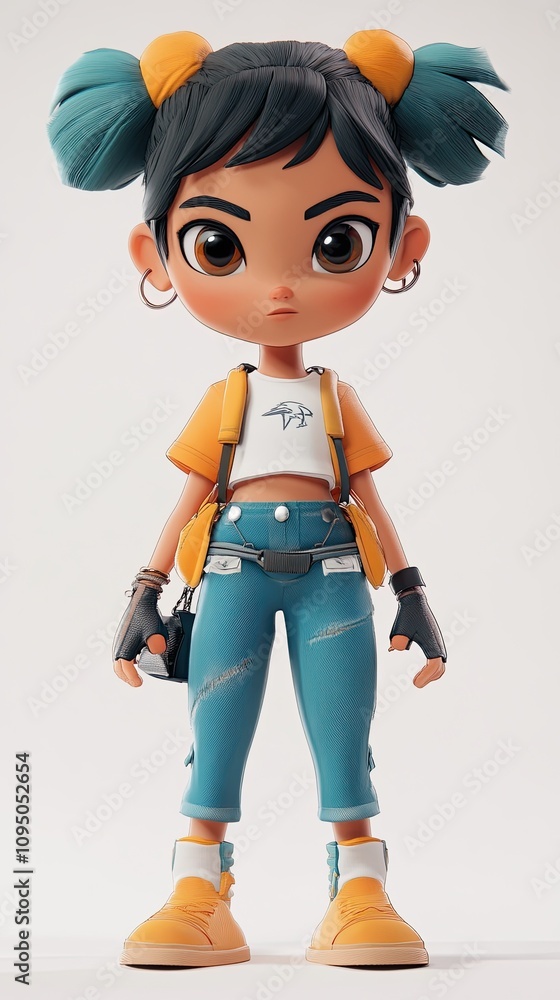 Poster 3d animated character design in digital art style