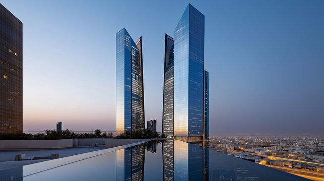 Riyadh Skyline Featuring KAFD Towers at Dusk