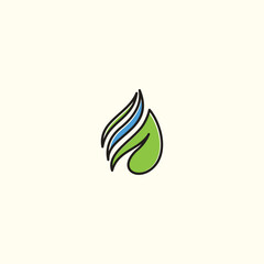 Biogas energy logo with Fire and leaf element