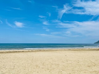 Rocky beach and crystal turquoise water of Ionian Sea in Albania.