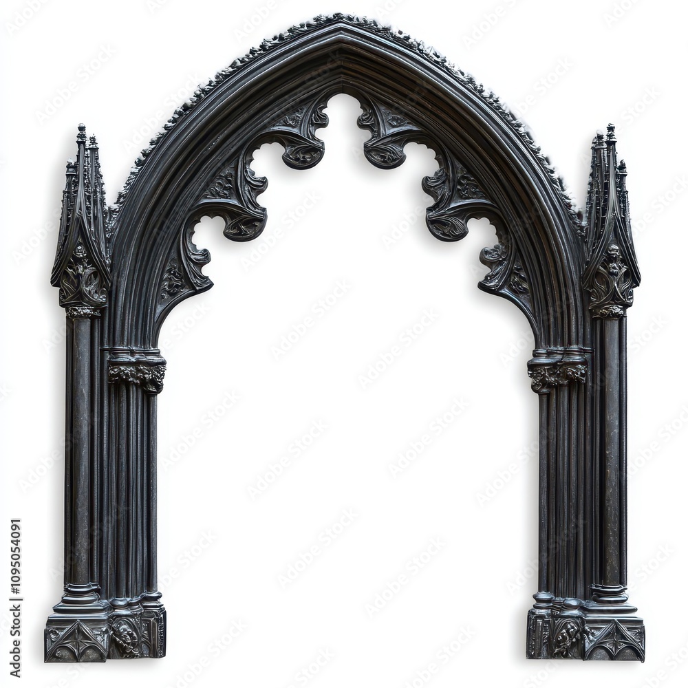 Poster a gothic-style archway with intricate detailing and columns.