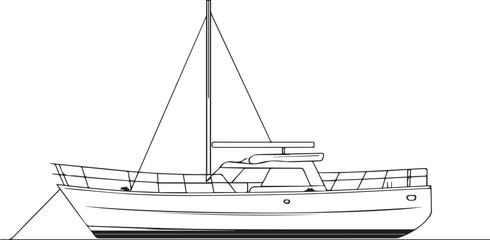 Silhouette of a boat graphic vector black and white design