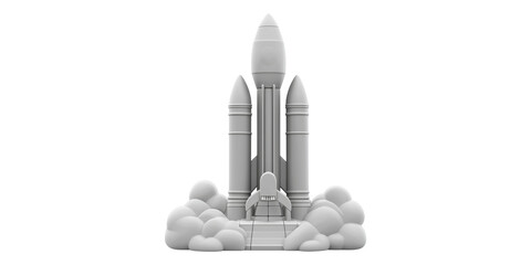 Fototapeta premium 3D Rocket Launch Pad Illustration Isolated on Transparent Background