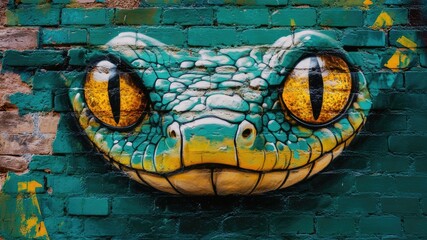 snake head graffiti on wall