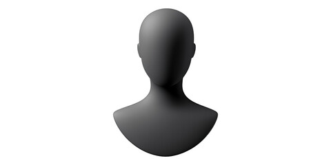 3D Black Bust Illustration Isolated on Transparent Background