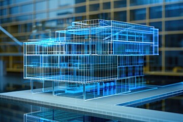 Obraz premium A miniature building model placed on a table surface