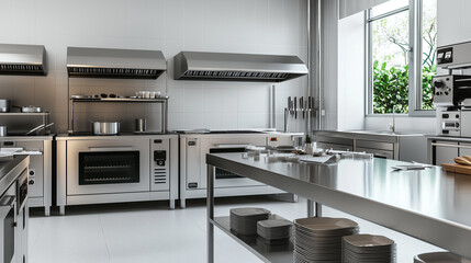 Fototapeta premium Sleek and Modern Professional Kitchen Design