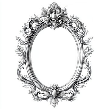 Ornate oval picture frame design with intricate floral details.