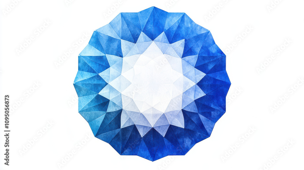 Poster deep blue octagon with gradient shading creates stunning visual effect, showcasing intricate geometr