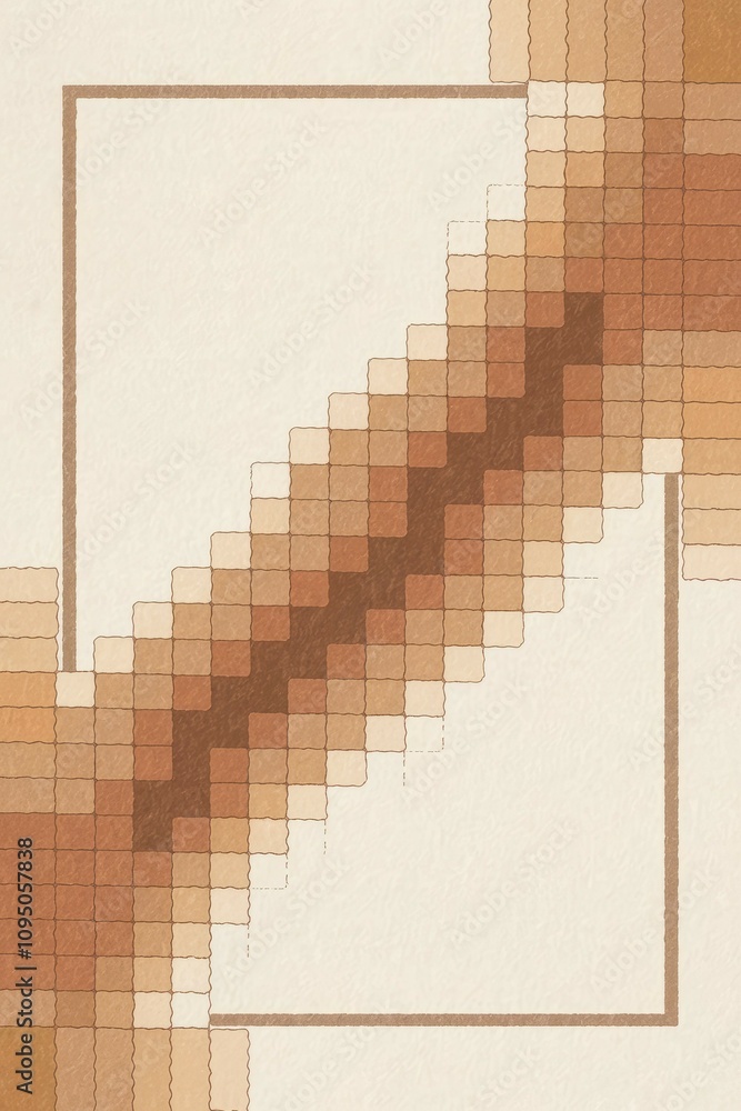 Aufkleber beige brown square pattern. abstract geometric design featuring a gradient of brown and beige square