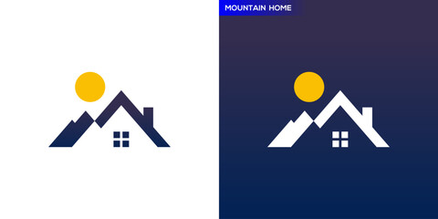 Mountain house logo. Mountains, landscape, lodge. Icon symbol design template EPS 10.