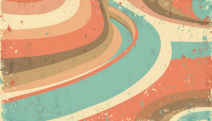 An abstract design with colorful waves, Retro Poster Design with Distressed Texture Overlay, grunge textured background