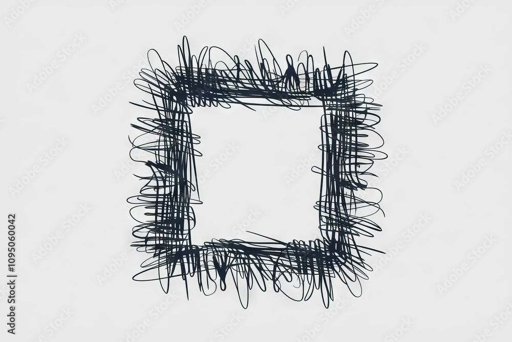 Poster scribble square frame. abstract square border design. chaos and order coexist, symbolizing creativit