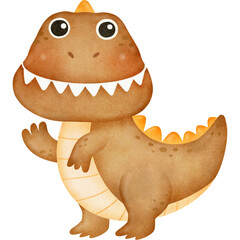 Lovely Dinosaurs Character Watercolor illustration