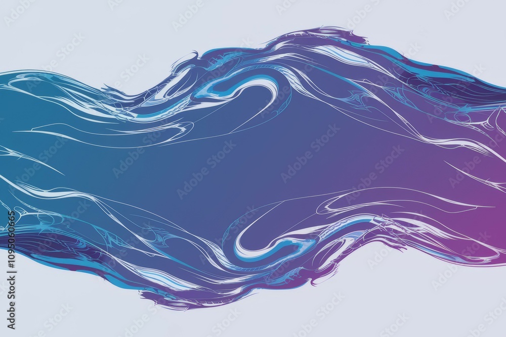 Poster fluid purple blue swirl. abstract art depicting a flowing wave, symbolizing movement and transition.
