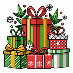 christmas gift box vector artwork illustration 