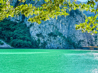Peaceful landscape view of lake in Mat, Albania
