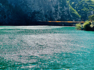 Peaceful landscape view of lake in Mat, Albania