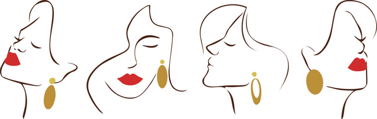 Woman Beauty Face Line Art Logo Collection
