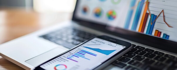Financial Data Analysis on Mobile and Laptop Screens.