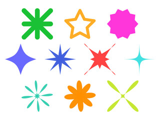Obraz premium set of multicolored hand-drawn star shape vector illustration 