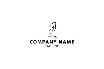 Obraz premium abstract leaf tree logo in line art design style