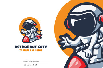 Astronaut Design Concept Illustration Vector Template