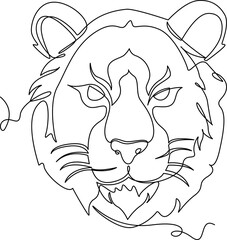 Tiger zodiac one line art vector