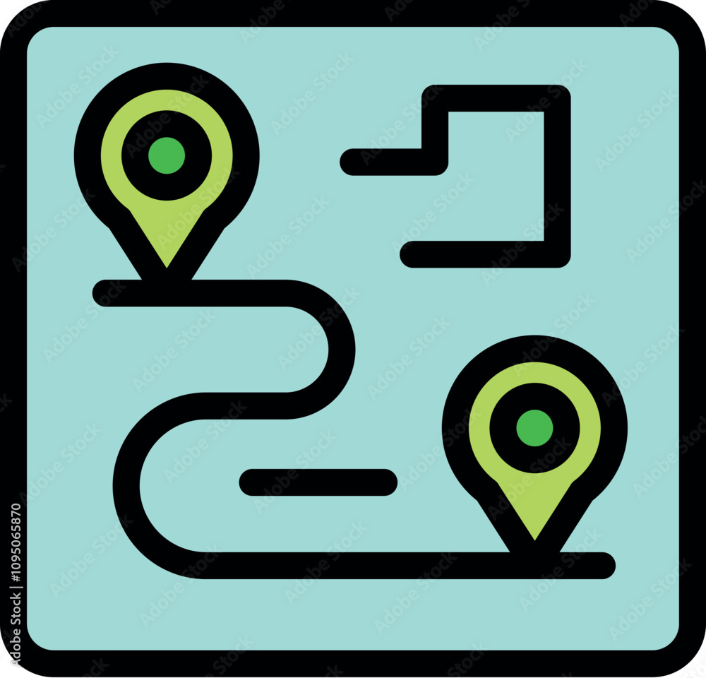 Poster route planning with gps navigation and pin location showing on digital map
