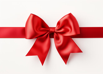 Satin Red Gift Ribbon on White Background