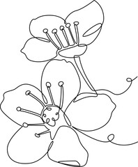 Cherry blossom one line art vector