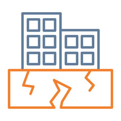Earthquake Buildig Icon Design
