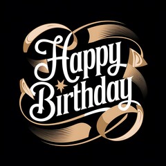 Obraz premium Elegant Happy Birthday Calligraphy Design with Swirls