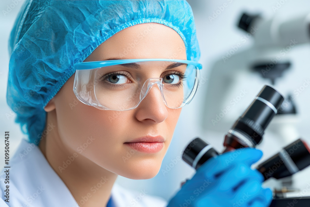 Poster biotechnology lab dynamics, laboratory technicians collaborating with advanced instruments, conducti
